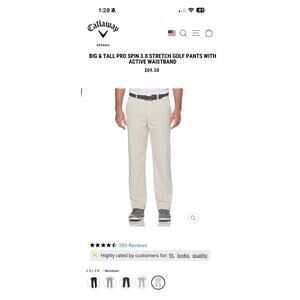NWT‎ Callaway Men's Big & Tall Golf Pants, Size 40x36